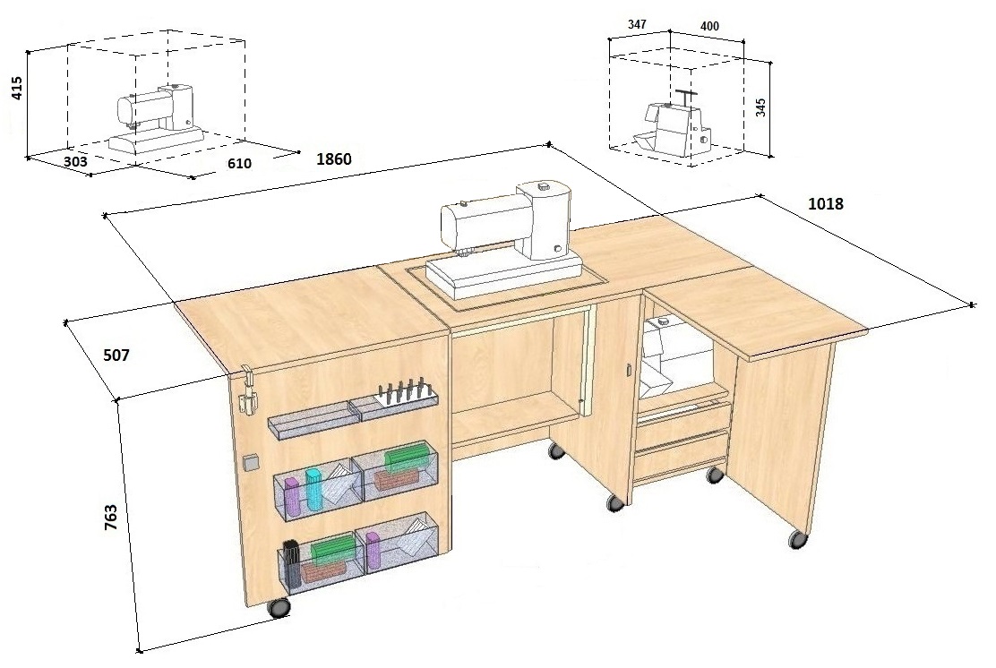 COMFORT 5L Sewing machine and overlocker table